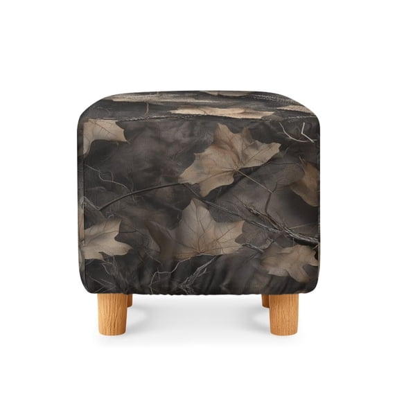 Jiueut Hunting Camo Print Footstool Cover, Thick Footrest Sofa Slipcovers Non Slip Square Ottoman Footrest Covers with Stretch Bottom