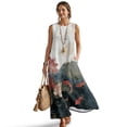 thumbnail image 1 of Jiueut Koi Fish Lotus Flower Print Sleeveless Maxi Dress for Women with Pockets, Linen Look Summer Dress Casual Loose Fit Flowy Long Sundress for Beach Vacation, M, 1 of 7