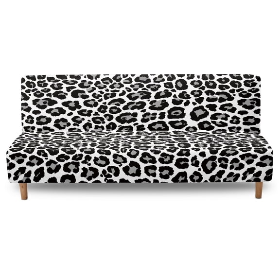 Jiueut Leopard Pattern Armless Sofa Cover, Stretch Futon Sofa Covers without Armrest Breathable Couch Protection for Kids Pets