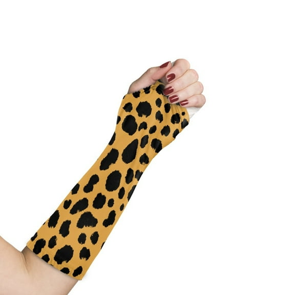 Jiueut Leopard Print Arm Cast Cover Arm Cast Sleeve with Thumb Cover Hand Cast Covers for Shower Adult Size M Wrist Cast Cover for Women Waterproof Arm Cast Cover for Shower