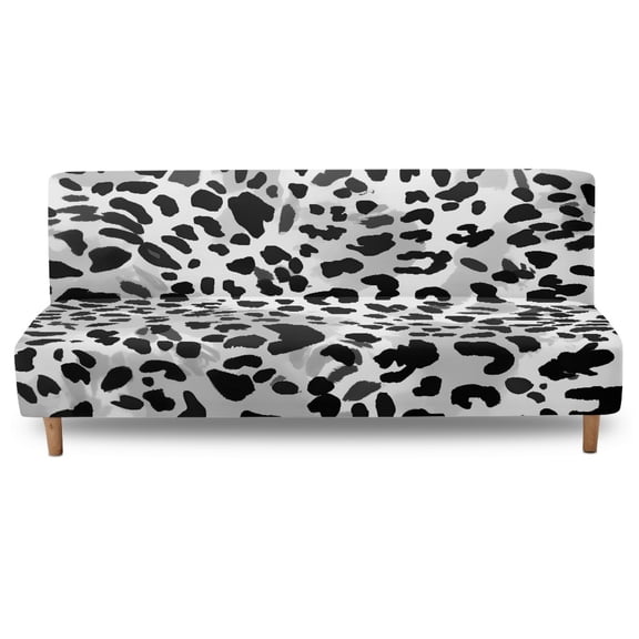Jiueut Leopard Print Armless Futon Cover, Stain Resistant Non-Armrest Couch Slipcover Anti Dust Sofa Cover with Elastic Bottom for Living Room