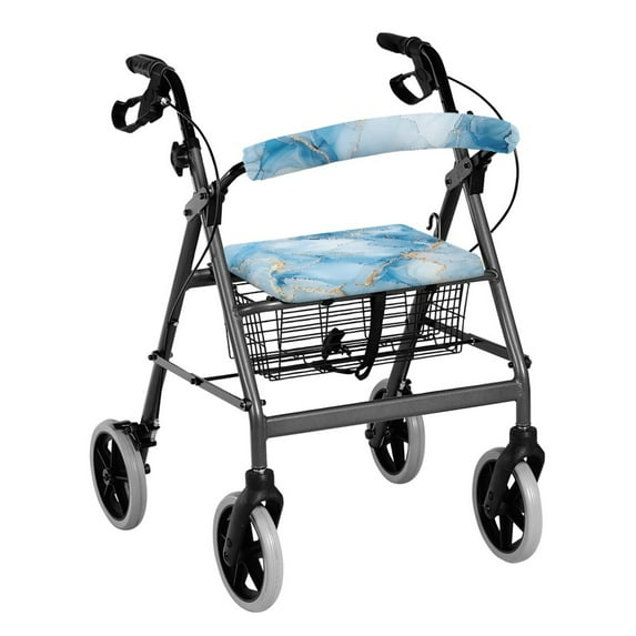 Jiueut Marble Print Medical Products Rollator Walker Seat & Back Cover for Seniors 2 Piece Outdoors Rollator Walker Seat Cushion Cover Assistive Vehicle Cover