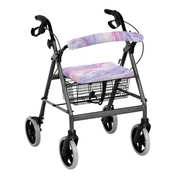 Jiueut Marble Print Rollator Walker Seat Cover Purple Rollator Seat Cover Set for Women 2 Piece Universal Rollator Walker Seat and Backrest Covers Walker Seat Cushion Cover