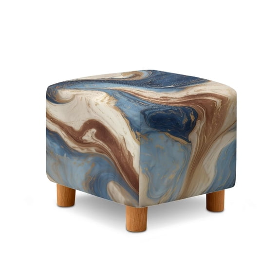Jiueut Marble Print Slipcover for Ottoman, Removable Footstool Decoration with Elastic Band Non Slip Rectangular Furniture Protection for Footrest Sofa
