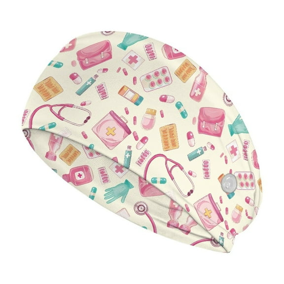 Jiueut Medical Print Nurse Button Headband Medical Assistant Headbands for Women Elastic Sports Headbands Thick Non-Slip Hair Bands for Girls Lightweight Sport Headband Sweat
