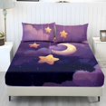 thumbnail image 1 of Jiueut Moon Star Pattern Twin Fitted Sheet Set, Warm Soft Bedroom Sheet Set 2 Pack Washable Pillow Cover Bedding Sheet with Non Slip Band, 1 of 7