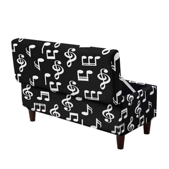 Jiueut Music Note Pattern Ottoman Cover Rectangle Ottoman Slipcover Folding Storage Bench Cover Footrest Stool Slipcover Footstool Furniture Protector with Nonslip Elastic Bottom, S
