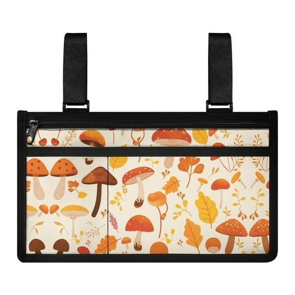 Jiueut Orange Mushroom Wheelchair Armrest Side Hanging Storage Bag Power Wheelchair Pouch Side Pocket for Women Electric Wheelchair Bags to Hang on Side Wheelchair Arm Bag