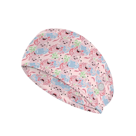 Jiueut Pink Axolotl Nurse Button Headband Medical Field Headbands for Women Headbands for Masks with Buttons for Nurses 2 Piece Wide Headbands for Girls Non Slip Headbands for Sports