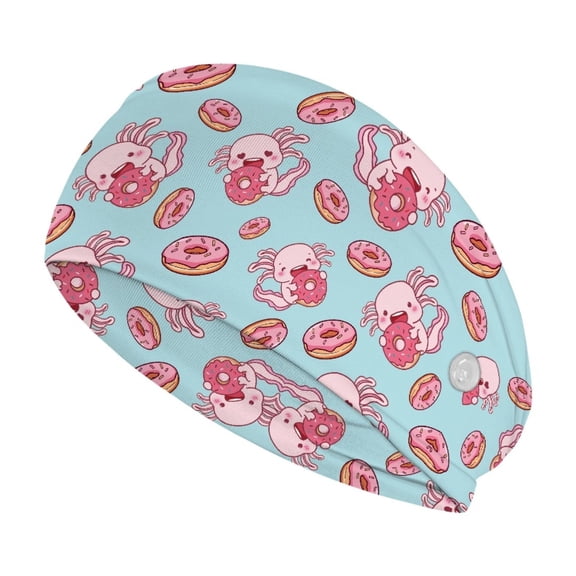 Jiueut Pink Axolotl Nurse Button Headband Medical Field Headbands for Women Wide Headbands for Girls Non Slip Headbands for Nurses with Buttons for Mask Headbands for Sports