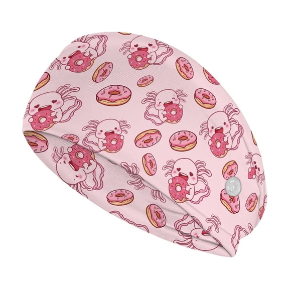 Jiueut Pink Axolotl Nurse Button Headband Nursing Headbands with Buttons for Mask 4 Piece Sports Headbands for Women Thin Nurse Headbands for Women with Buttons Sport Headband Sweat