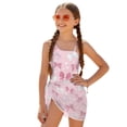 thumbnail image 1 of Jiueut Pink Bow Heart Print Girls Swimsuit with Mesh Cover Up Bathing Suit One-Piece Halter Neck Cut Out Summer Swimwear for 7-8 Years, 1 of 7