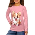thumbnail image 1 of Jiueut Pink Corgi Cartoon Tshirts for Toddler Girls Size 11-12 Long Sleeve Shirts Kids Girls' Tops Tees & Blouses Shirts for Kids Basic Top for Fall Clothes Gift for Holiday, 1 of 7
