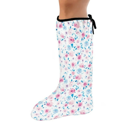 Jiueut Pink Flower Leg Cast Covers Foot Cast Cover for Swimming Adult Size L Walking Boot Cover Orthopedic Medical Air Walker Boot Foot Cast Cover Decorative Leg Plaster Cover