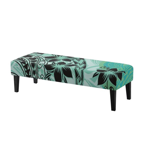 Jiueut Polynesian Plumeria Pattern Dining Bench Cover, Stain Resistant Rectangle Bench Seat Slipcover Anti Dust Seat Protection for Living Room Bedroom Kitchen
