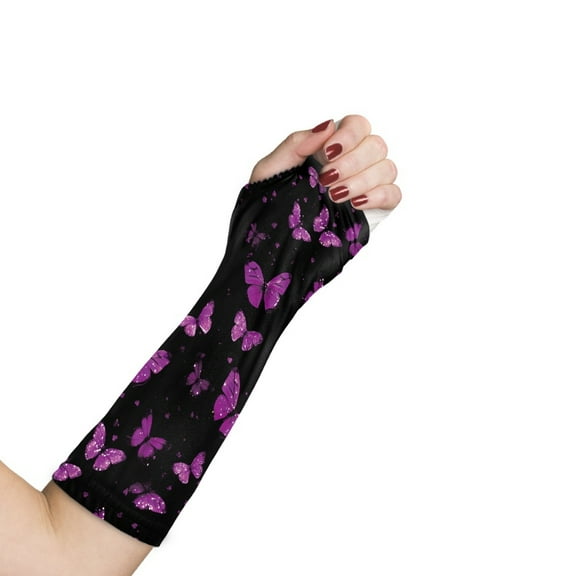 Jiueut Purple Butterfly Arm Cast Cover Arm Wrist Elbow Protection Cover Size M Hand Cast Covers for Shower Adult Washable Cast and Bandage Protector Wrist Cast Cover for Shower
