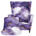 thumbnail image 1 of Jiueut Purple Golden Marble Print 2 Piece Wingback Chair Covers Stretch Wing Chair Slipcover Wing Back Chair Covers with Arms Washable Armchair Cover Protection Furniture for Living Room Bedroom, 1 of 6