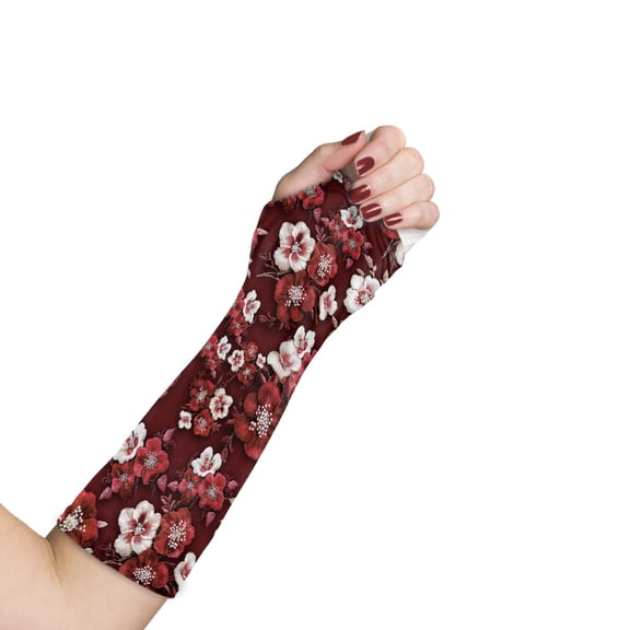 Jiueut Red Flower Arm Cast Cover Arm Cast Sleeve with Thumb Cover Hand Cast Covers for Shower Adult Size S Wrist Cast Cover for Women Waterproof Arm Cast Cover for Shower