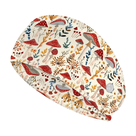 Jiueut Red Mushroom Nurse Button Headband Nurse Headbands for Women with Buttons Headbands for Masks with Buttons for Nurses Comfortable Headbands for Medical Workers