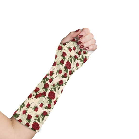Jiueut Red Rose Arm Cast Cover Arm Cast Covers for Shower Adult Hand Cast Cover for Women Size M Wrist Cast Cover for Shower Washable Cast and Bandage Protector