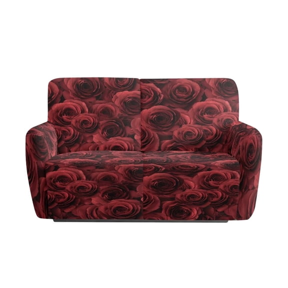 Jiueut Red Rose Print Recliner Slipcover, Dustproof Recliner Slipcover Stain Resistant Recliner Chair Covers for Pet Hair Protection