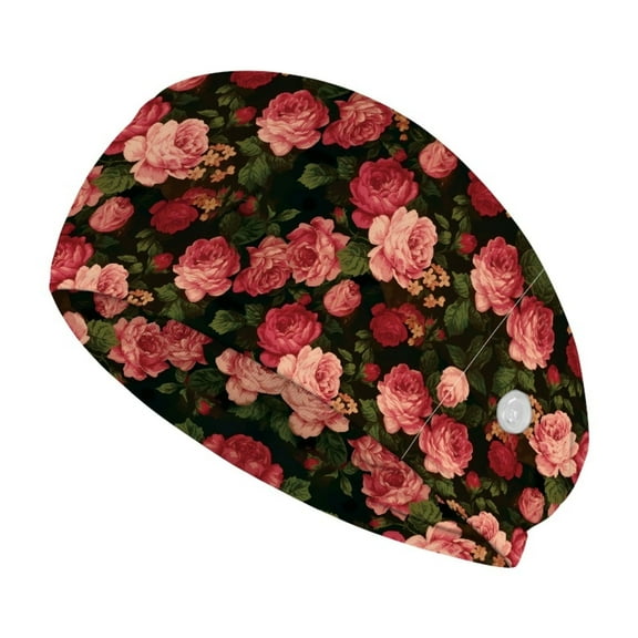 Jiueut Rose Nurse Button Headband Elastic Sports Headbands Thick Non-Slip Hair Bands for Women Headbands for Masks with Buttons for Nurses Wide Headbands for Girls Non Slip