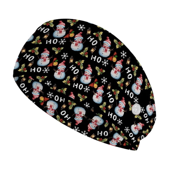 Jiueut Snowman Christmas Nurse Button Headband Nurse Headbands for Women with Buttons Headbands for Masks with Buttons for Nurses Wide Headbands for Men Headbands for Sports