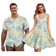 thumbnail image 1 of Jiueut Starfish Coral Pattern Matchable Couple Hawaiian Luau Shirt for Men, Women's Casual Summer Sleeveless Scoop Neck Dress, Beach Tropical Dresses, Hawaii Holiday Party Outfits Set, Size 5XL, 1 of 5