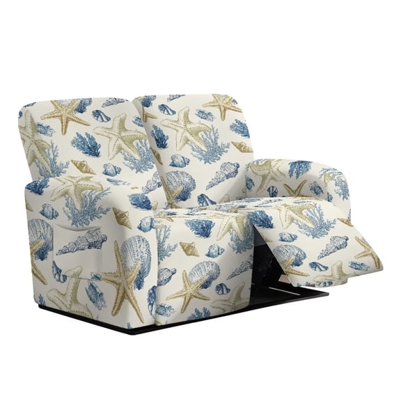 Jiueut Starfish Coral Screw Pattern Recliner Loveseat Cover, Soft Recliner Slipcover Breathable Reclining Covers Dustproof Couch Decoration for Pets and Kids