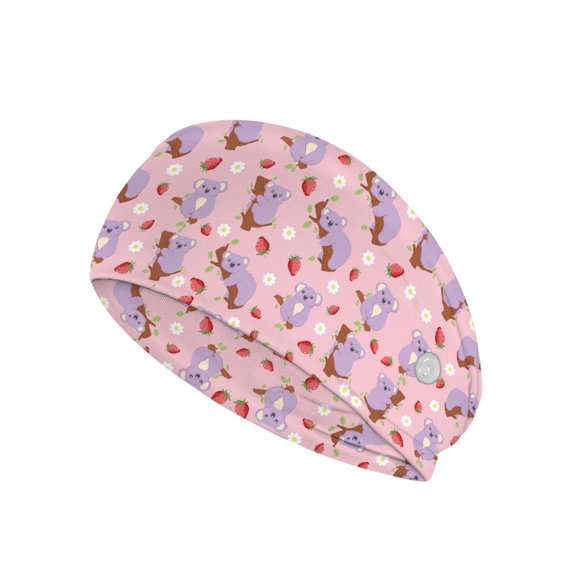 Jiueut Strawberry Koala Nurse Button Headband Medical Field Headbands for Women Headbands for Masks with Buttons for Nurses Sports Headbands for Teens Headbands for Sports
