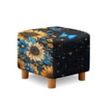 thumbnail image 1 of Jiueut Sunflower Daisy Butterfly Pattern Ottoman Slipcover, Removable Footstool Decoration Non Slip Rectangular Furniture Protection for Footrest Sofa, 1 of 7