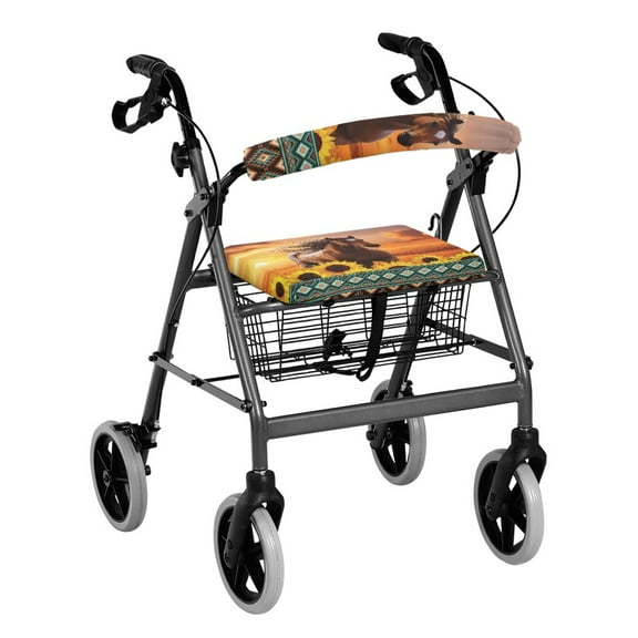 Jiueut Sunflower Horse Medical Rollator Walker Seat & Back Cat Covers for Seniors 2 Piece Soft Seat Cushion for a Rollator Walker Comfortable Walker Seat Cushion Cover