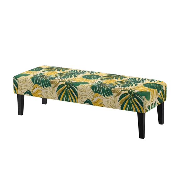 Jiueut Tropical Palm Leaf Print Dining Bench Cover, Stain Resistant Stool Seat Protector Cover Non Slip Rectangle Bench Cushion Home Decor Accessoriess for Dining Room Living Room Kitchen