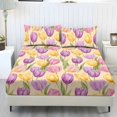 thumbnail image 1 of Jiueut Tulip Pattern 3 Pack Twin Size Bed Sheet Set, Easy Care Wrinkle Free Fitted Sheet and 2 Lightweight Pillow Cover Bedroom Decoration with Elastic Band, 1 of 7