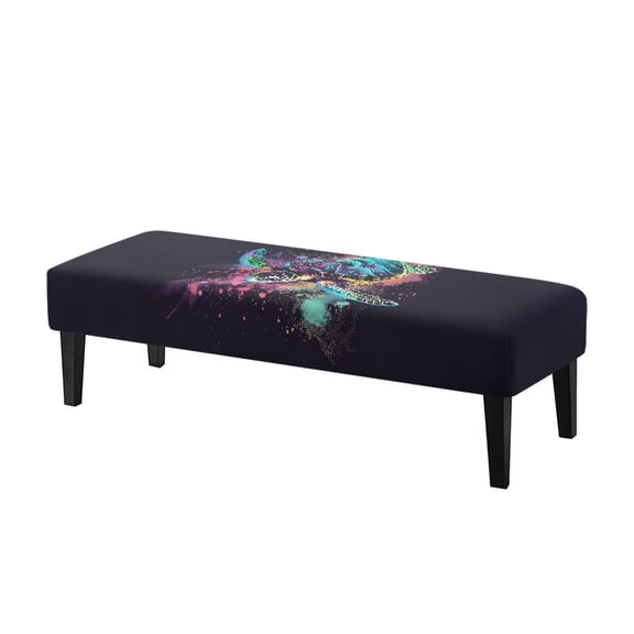 Jiueut Turtle Paint Spatter Pattern Dining Bench Cover, Soft Seat Cushion Protector Washable Stretch Dining Bench Cover for Dining Room Living Room Kitchen