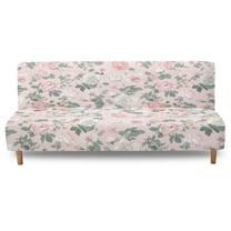 Jiueut Vintage Peony Flower Pattern Armless Sofa Cover, Washable Couch Cover Stain Resistant Furniture Protector for Foldable Futon Sofa Bed without Armrests