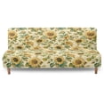 thumbnail image 1 of Jiueut Vintage Sunflower Pattern Armless Futon Cover, Machine Washable Sofa Slipcover with Stretch Bottom Anti-Slip Non Armrest Couch Chair Covers, 1 of 7