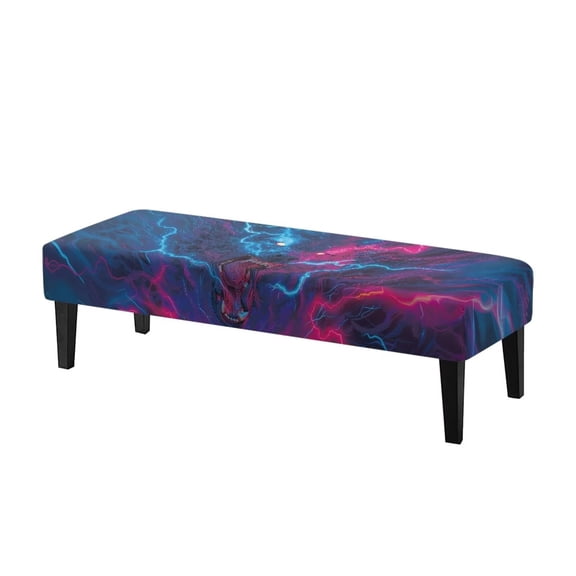 Jiueut Wolf Lightning Pattern Bench Covers for Dining Room, Non Slip Rectangle Bench Seat Protection Comfortable Long Chair Seat Slipcover for Living Room Restaurant Bedroom