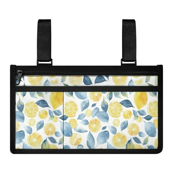 Jiueut Yellow Lemon Wheelchair Side Bags for the Armrest Wheelchair Pouches with Pockets for Women Comfortable Side Arm Bag for Power Wheelchair Side Bag for Wheelchair Armrest