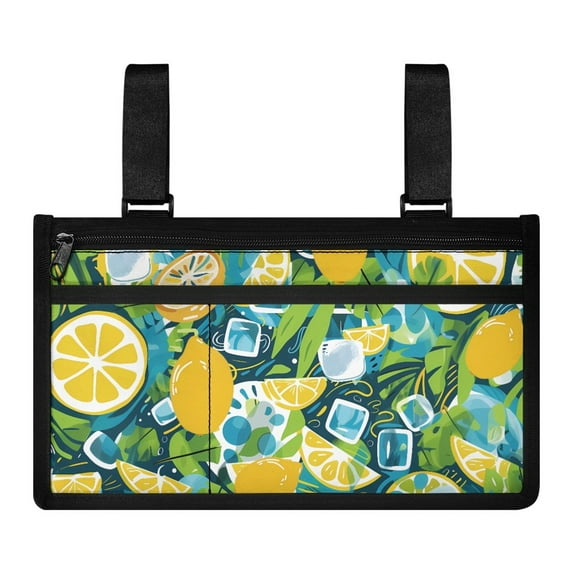 Jiueut Yellow Lemon Wheelchair Side Bags for the Armrest for Women Power Wheelchair Pouch Side Pocket Easy to Carry Side Arm Bag for Power Wheelchair Wheelchair Storage Bag