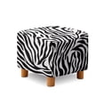 thumbnail image 1 of Jiueut Zebra Stripe Print Ottoman Slipcover, Stretch Square Square Footstool Slipcover Folding Storage Ottoman Covers for Living Room with Elastic Bottom, 1 of 7