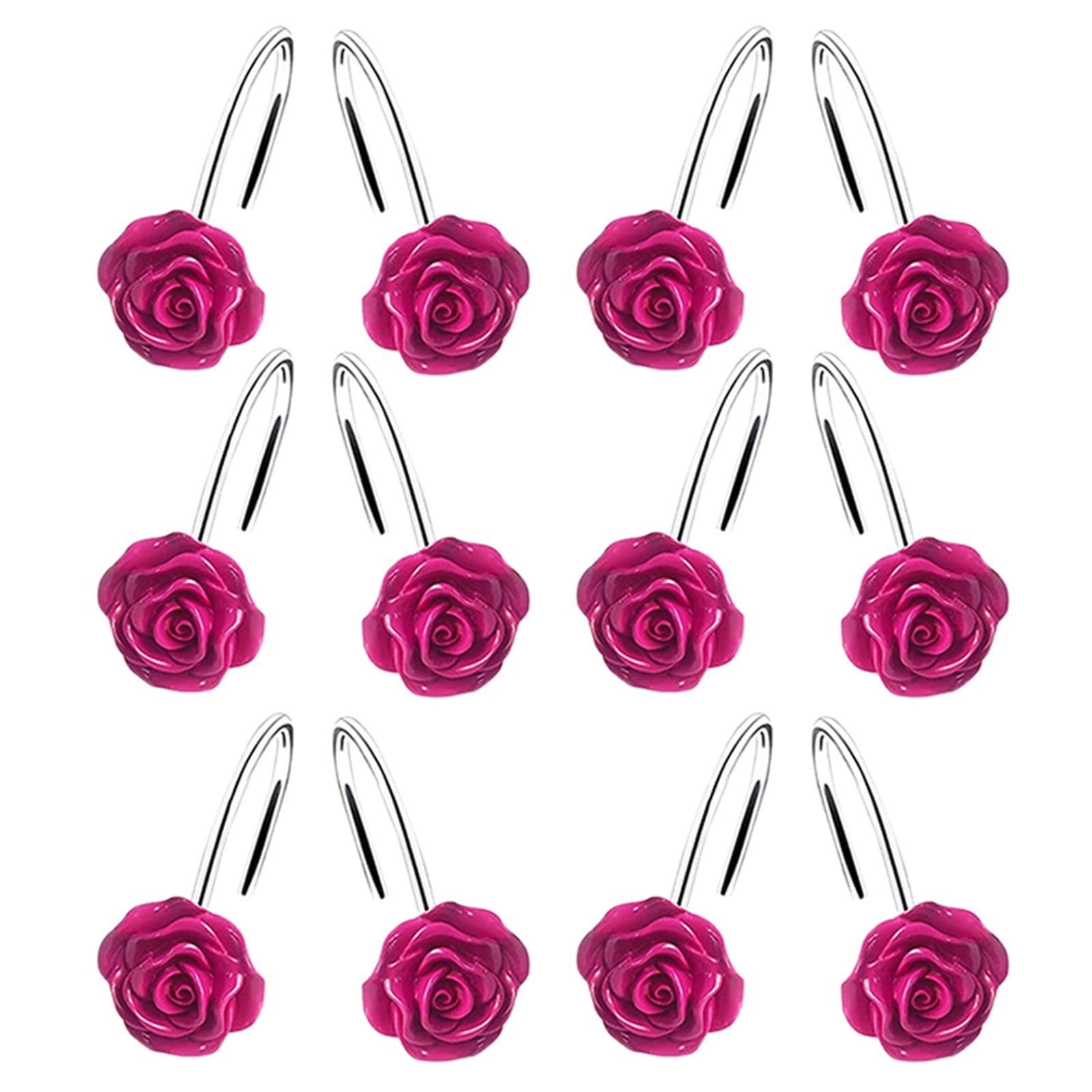 Jiuyuan Clearance Home Essentials Resin Rose Designed Shower Curtain Hooks and Rings Hardware ...