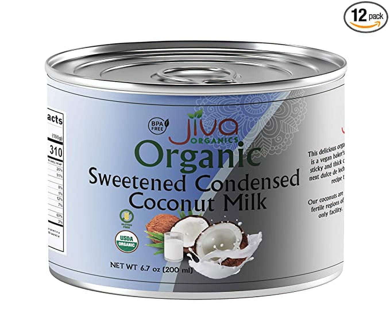 Jiva Organic Sweetened Condensed Coconut Milk 6 7 Ounce Pack Of 12 Vegan Lactose Free