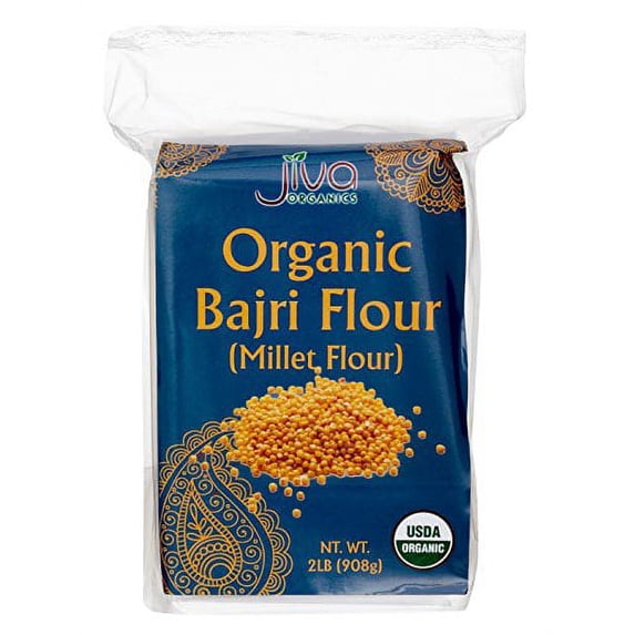 Jiva Organics Organic Millet Flour 2 Pound Bag - Bajri, Bajra, 100% Natural & Non-Gmo