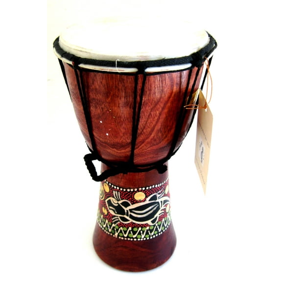 Jive African Percussion Drum 9" H x 5" W Wood And Goat Skin Bongo Hand Drum, Professional Sound