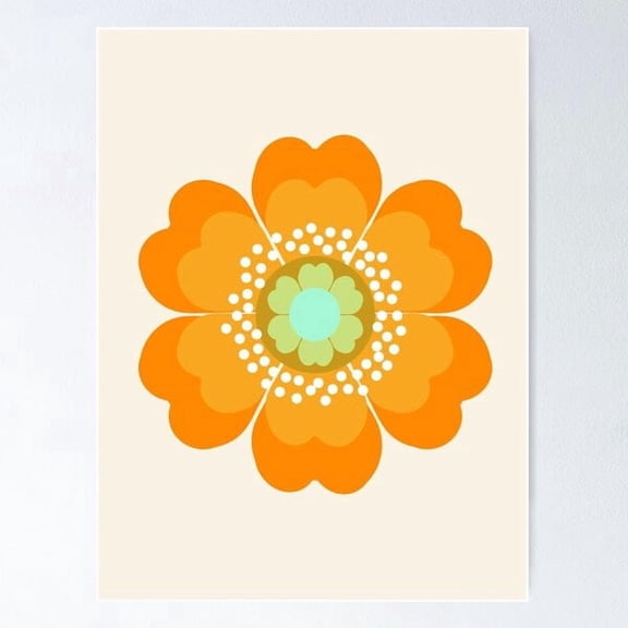 Jivin' 70'S Retro Throwback Art Floral Flower Motif Decor Hipster By Seventy Eight Poster , Poster Print Only