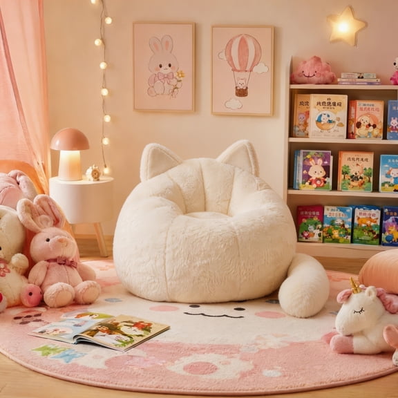 Jivora 41.7" Teddy Bear Bean Bag Chair, Fluffy Faux Fur Lazy Lounge Chair for Adults