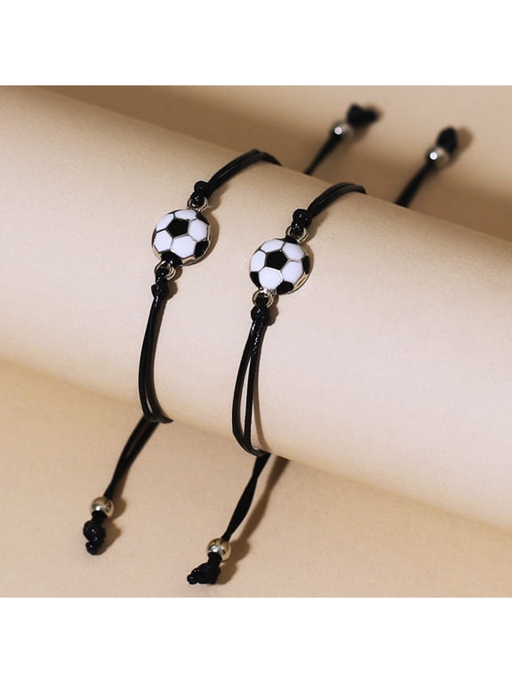 1 Pair of Portable Bracelets Soccer Themed Wrist Bracelets Decorative Soccer Bracelets