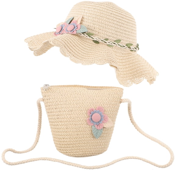 Masteelf Adorable Straw Hats for Kids Girls with Woven Design and Assorted Color Perfect for Summer Beach Play