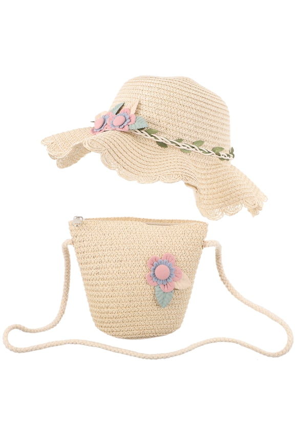 Masteelf Adorable Straw Hats for Kids Girls with Woven Design and Assorted Color Perfect for Summer Beach Play